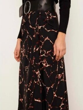 ba&sh Black & Burgundy Printed Midi Skirt